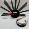 il_fullxfull.4745087632_rfi5 Solar Flare. Black Sinamay Fascinator Orange-Yellow Feather Headpiece - Races, Wedding.