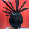 il_fullxfull.4793343415_byvt Solar Flare. Black Sinamay Fascinator Orange-Yellow Feather Headpiece - Races, Wedding.