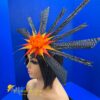 il_fullxfull.4798010123_mtk8 Solar Flare. Black Sinamay Fascinator Orange-Yellow Feather Headpiece - Races, Wedding.