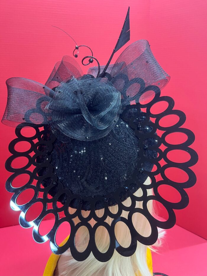 il_fullxfull.5236810785_6t76 Vondee - Black Couture Hatinator. Laser-Cut Acrylic Brim, Crinoline Bow.
