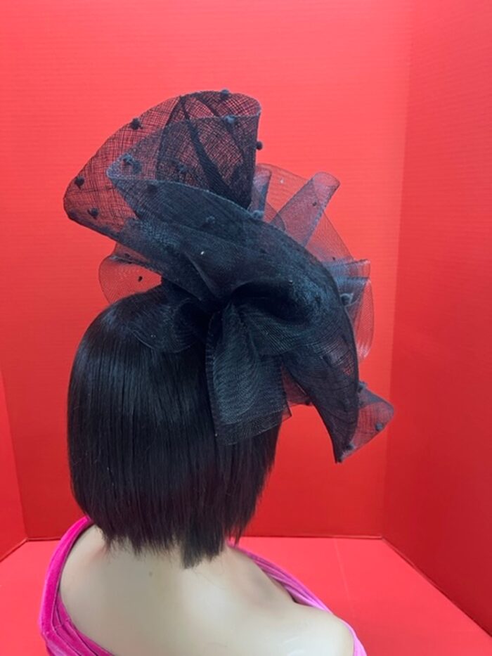 il_fullxfull.5237834856_omgd Adobea - Black Polka Dot Fascinator Hat. Formal Church Headpiece.