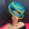 il_fullxfull.5403909969_nsmn Akoele Blue Sinamay Fascinator Hat: Lemon Green Swirl Derby, Cocktail, Tea Party