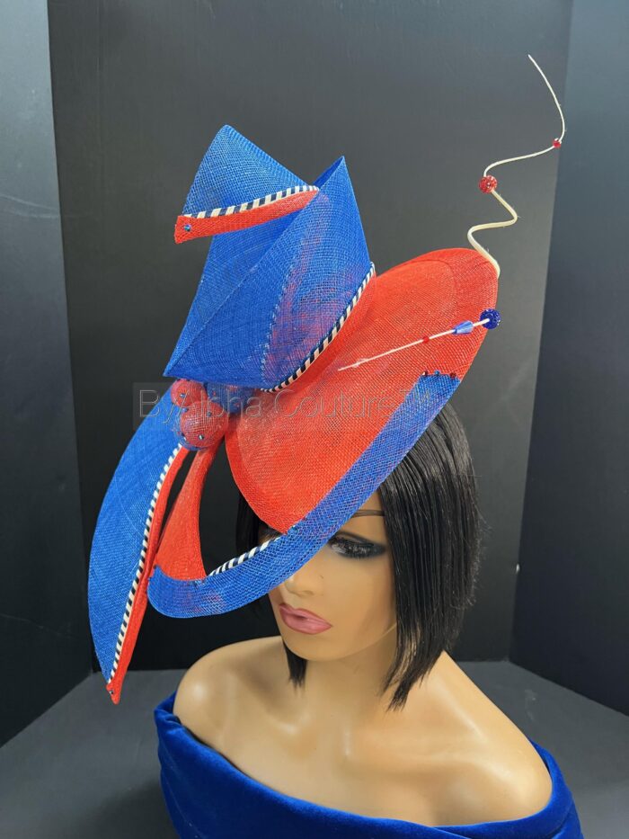 Sculpted Red and Blue Hatinator: Derby Tea Party Headpiece