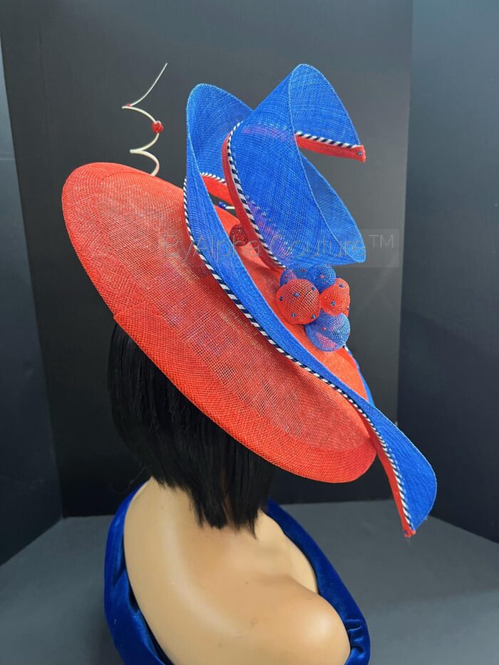 Sculpted Red and Blue Hatinator: Derby Tea Party Headpiece