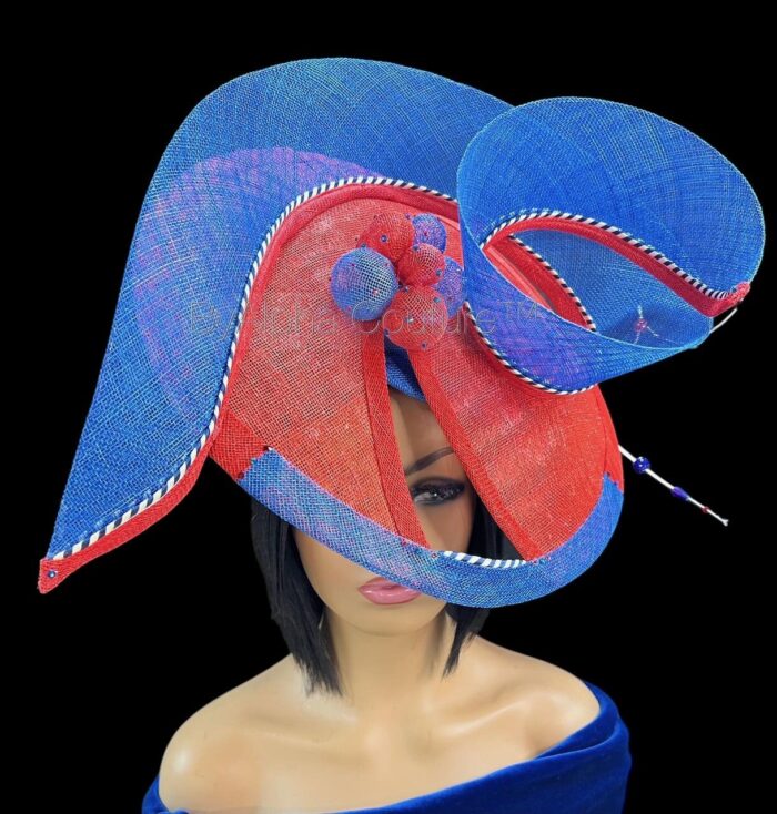 Sculpted Red and Blue Hatinator: Derby Tea Party Headpiece