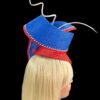 Sculptural Red & Blue Fascinator: Derby Tea Party Hat - Alice