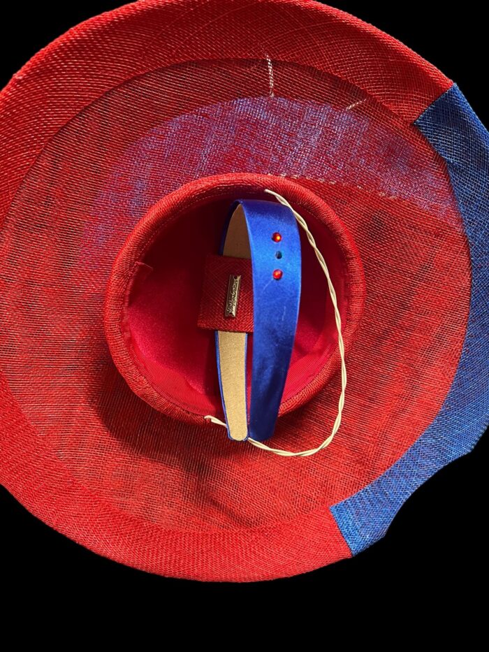 Red and Blue Swirl Hatinator: Ascot Ladies Day, Mother of Bride - Carol