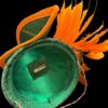 il_fullxfull.6225435390_nleq Green & Orange Sinamay Fascinator: Swarovski Crystal Ascot Hat - Tracie
