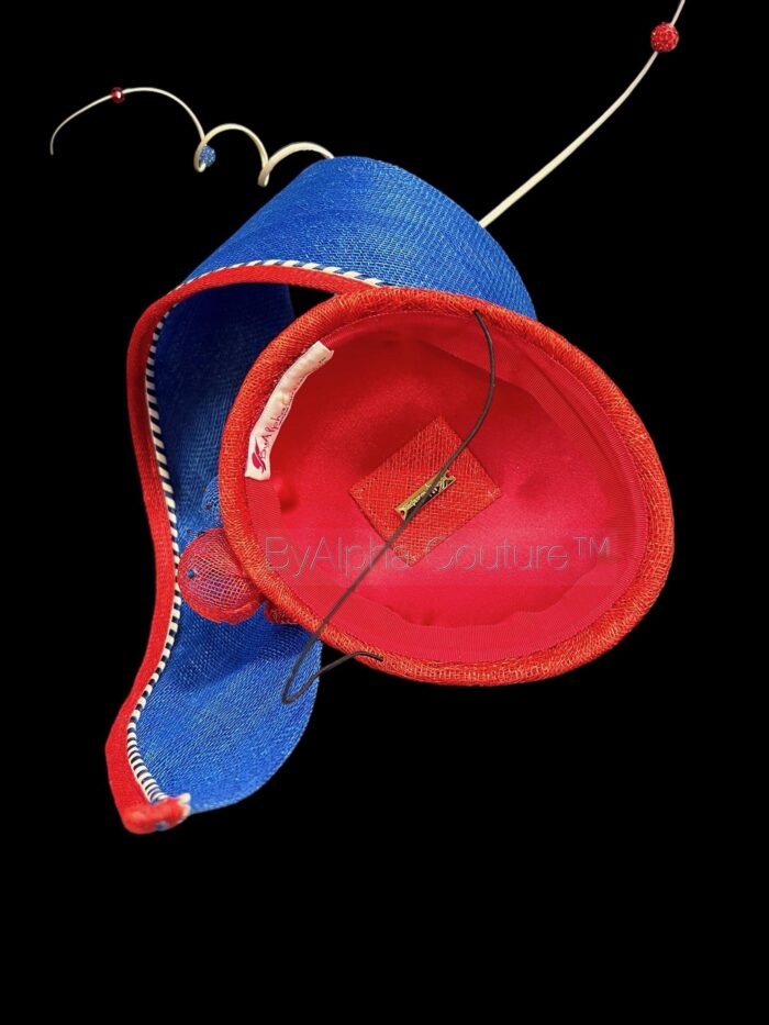 Sculptural Red & Blue Fascinator: Derby Tea Party Hat - Alice
