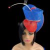 Sculptural Red & Blue Fascinator: Derby Tea Party Hat - Alice