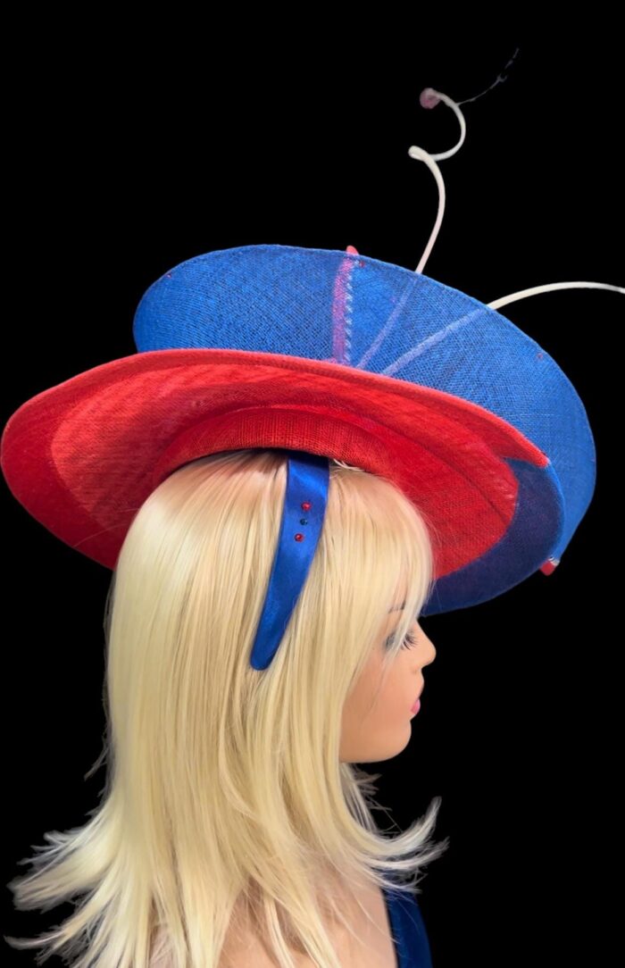 Red and Blue Swirl Hatinator: Ascot Ladies Day, Mother of Bride - Carol