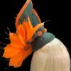 il_fullxfull.6273484127_jptm Green & Orange Sinamay Fascinator: Swarovski Crystal Ascot Hat - Tracie