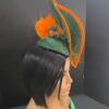 il_fullxfull.6273508395_eg57 Green & Orange Sinamay Fascinator: Swarovski Crystal Ascot Hat - Tracie