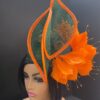 il_fullxfull.6273521875_n4mk Green & Orange Sinamay Fascinator: Swarovski Crystal Ascot Hat - Tracie