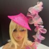 Ruffled Kentucky Derby "Rebecca" Hatinator: Handmade Teal & Pink Headpiece