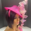 Ruffled Kentucky Derby "Rebecca" Hatinator: Handmade Teal & Pink Headpiece