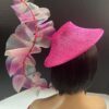 Ruffled Kentucky Derby "Rebecca" Hatinator: Handmade Teal & Pink Headpiece