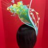Claudia - Aqua & Lemon Couture Fascinator.  Sinamay Hat with Feather Spray.