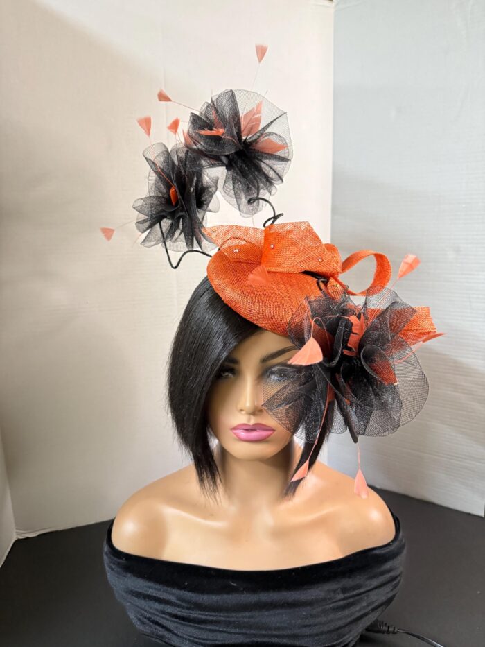il_fullxfull.7086510008_eyn9 Zawadi - Burnt Orange Sculptural Fascinator: Race Day Derby Hat.