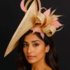 Champagne Blush “Cynthia” Hatinator: Crystal Feather Fascinator, Ascot Races Headpiece.