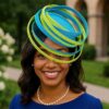 il_fullxfull.7087635322_gsbv Akoele Blue Sinamay Fascinator Hat: Lemon Green Swirl Derby, Cocktail, Tea Party