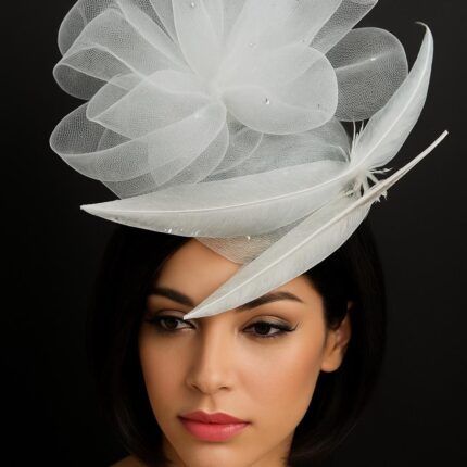 Silver Fascinator: Swarovski Crystal & Feather Headpiece - Starlight Grace