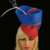 Sculptural Red & Blue Fascinator: Derby Tea Party Hat - Alice