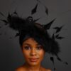 Nyra - Black Sculpted Feather Hatinator: Formal Occasion Headpiece