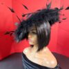 Nyra - Black Sculpted Feather Hatinator: Formal Occasion Headpiece