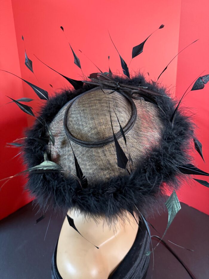 Nyra - Black Sculpted Feather Hatinator: Formal Occasion Headpiece