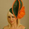 il_fullxfull.7151530382_2e15 Green & Orange Sinamay Fascinator: Swarovski Crystal Ascot Hat - Tracie