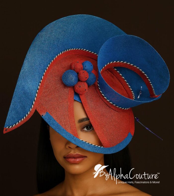 Sculpted Red and Blue Hatinator: Derby Tea Party Headpiece
