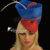 Sculptural Red & Blue Fascinator: Derby Tea Party Hat - Alice