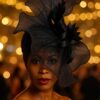 Midnight Whisper Black Crinoline Fascinator: Lace & Swarovski Crystal Couture Headpiece