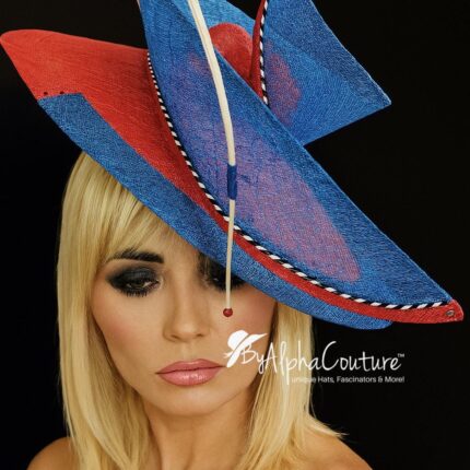 Red and Blue Swirl Hatinator: Ascot Ladies Day, Mother of Bride - Carol
