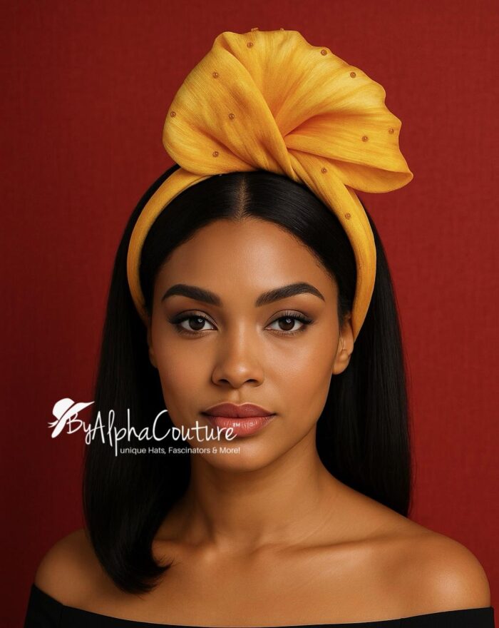 Sun Whisper - Yellow Silk Abaca Knotted Headband - Statement Headpiece