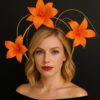 Lorraine - Orange Abaca Silk Fascinator: Kentucky Derby Headpiece