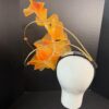 Amber Cascade Couture Fascinator, Orange Ruffled Organza Statement Hat