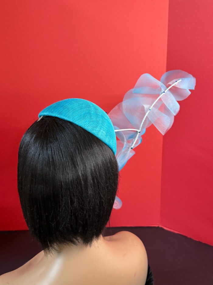 il_fullxfull.7820217246_9pho Turquoise Ruffle Halo Fascinator, Sculptural Sinamay Statement Hat