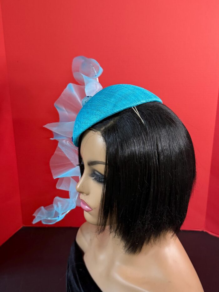 il_fullxfull.7820217288_i7y0 Turquoise Ruffle Halo Fascinator, Sculptural Sinamay Statement Hat