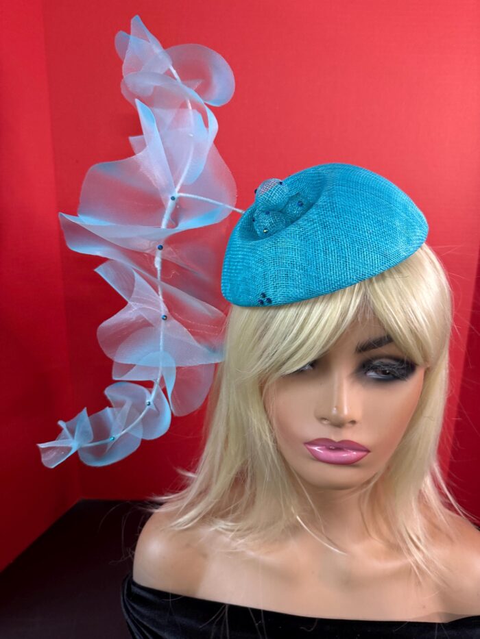il_fullxfull.7820217550_isgh Turquoise Ruffle Halo Fascinator, Sculptural Sinamay Statement Hat