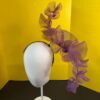 Aubergine Plum Ruffle Headband, Sculptural Organza Fascinator, Wedding Headpiece, Feather Diamante Accent