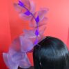 Aubergine Plum Ruffle Headband, Sculptural Organza Fascinator, Wedding Headpiece, Feather Diamante Accent