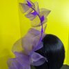 Aubergine Plum Ruffle Headband, Sculptural Organza Fascinator, Wedding Headpiece, Feather Diamante Accent
