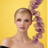 Aubergine Plum Ruffle Headband, Sculptural Organza Fascinator, Wedding Headpiece, Feather Diamante Accent