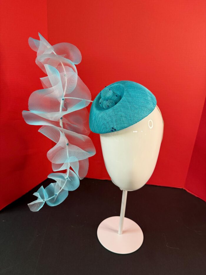 il_fullxfull.7868164895_c5kt Turquoise Ruffle Halo Fascinator, Sculptural Sinamay Statement Hat