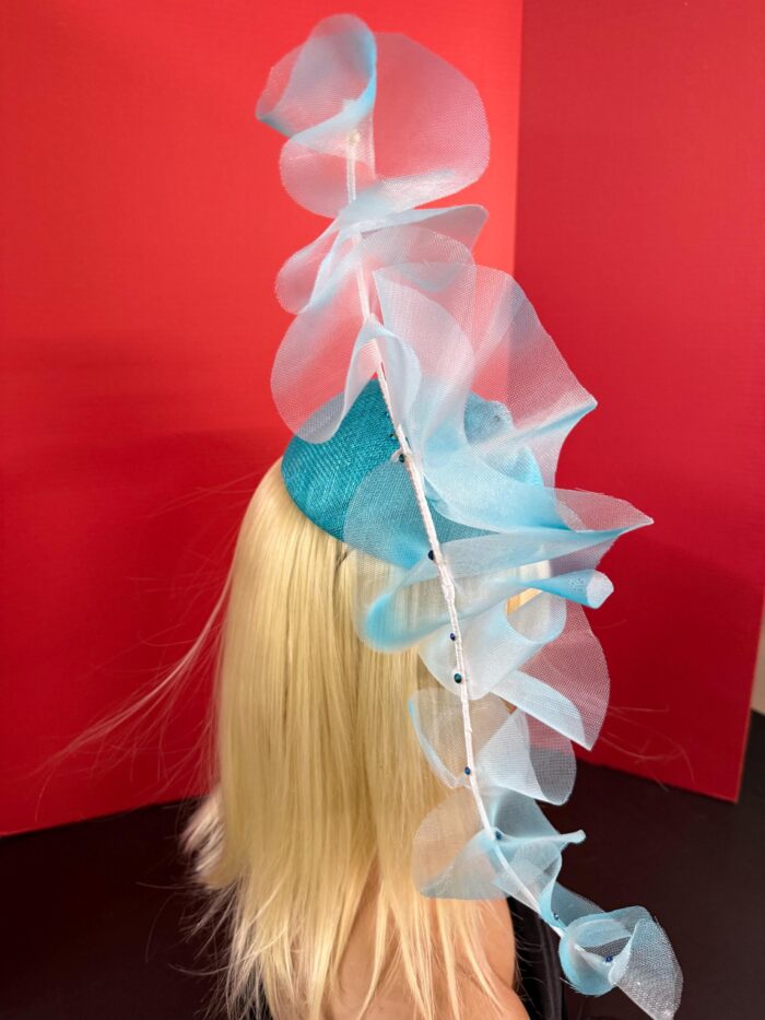 il_fullxfull.7868165217_t5cl Turquoise Ruffle Halo Fascinator, Sculptural Sinamay Statement Hat