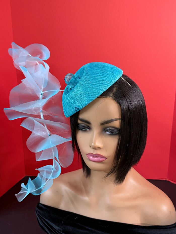 il_fullxfull.7868165549_n0f1 Turquoise Ruffle Halo Fascinator, Sculptural Sinamay Statement Hat