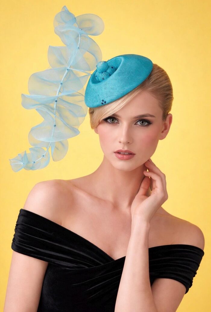 il_fullxfull.7868171597_6oje Turquoise Ruffle Halo Fascinator, Sculptural Sinamay Statement Hat