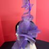 Aubergine Plum Ruffle Headband, Sculptural Organza Fascinator, Wedding Headpiece, Feather Diamante Accent